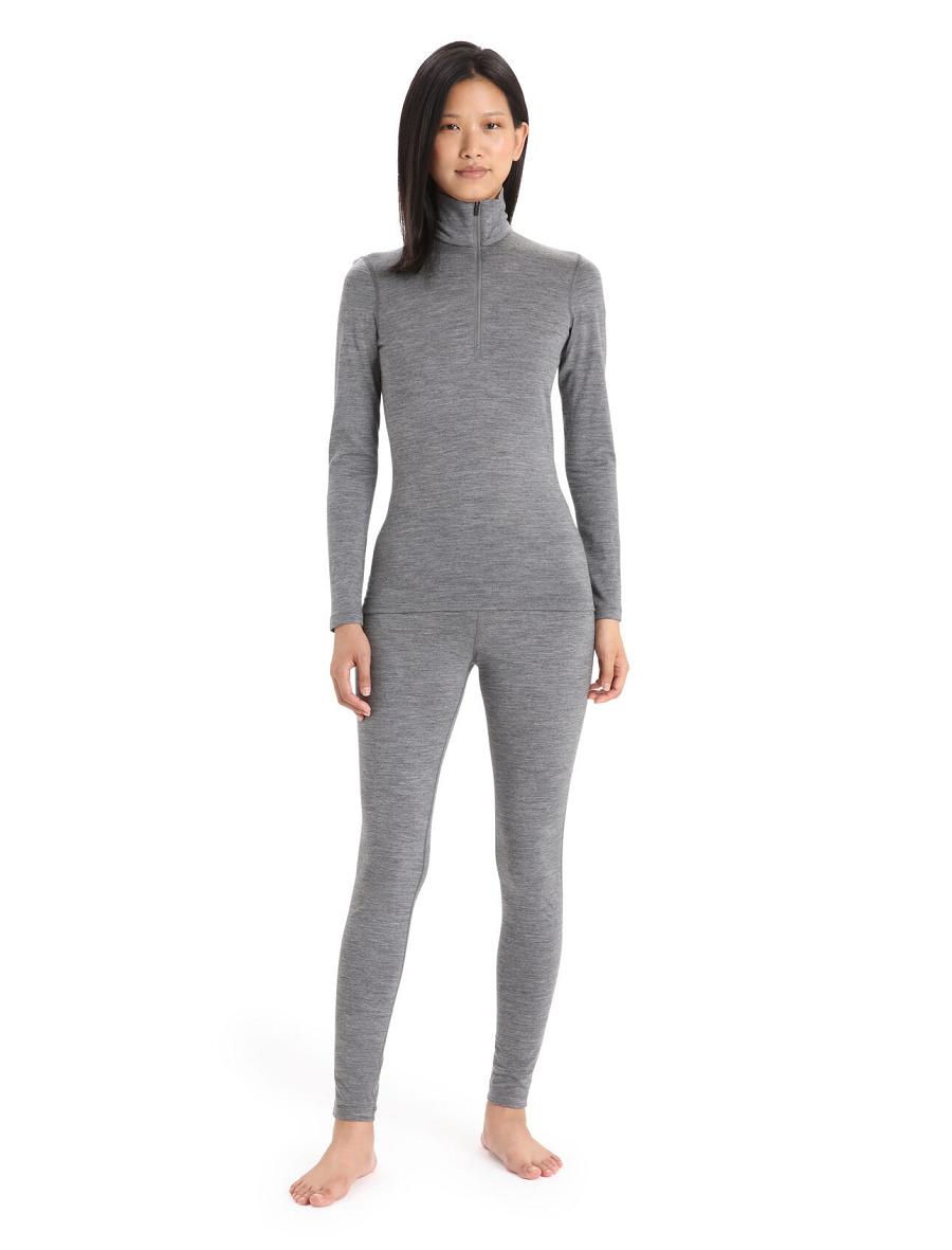 Gritstone Heather Women's Icebreaker Merino 200 Oasis Long Sleeve Half Zip Thermal Top Base Layers | USA 1903WNBY